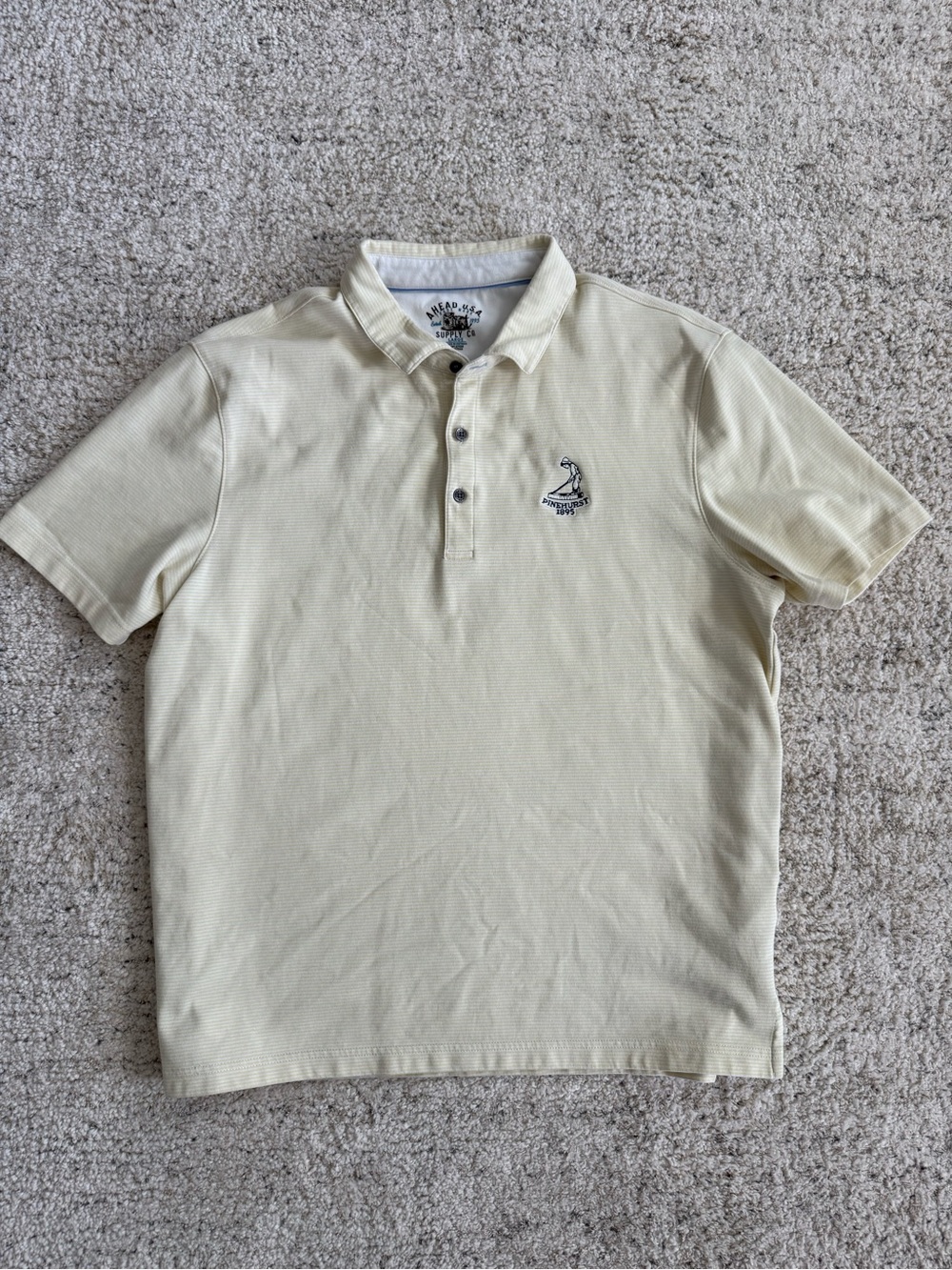 Ahead USA Pinehurst 1895 golf polo men’s large cream/yellow stripe